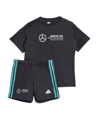 adidas - Newborn 2-Piece Black Mercedes-AMG Petronas F1 Team DNA Alpha skin T-Shirt and Shorts Set