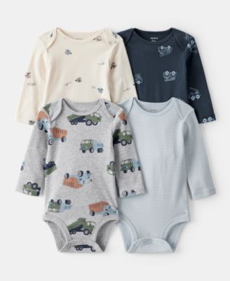 Carter's - Baby Boys Construction-Print Long-Sleeve Bodysuits, 4 Pack