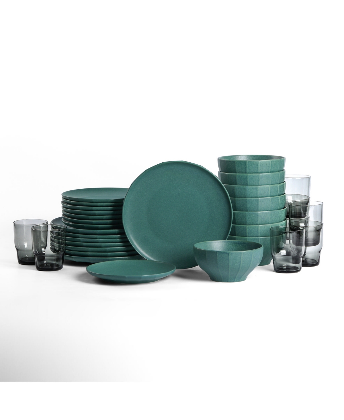 Rio 32 Pc. Dinnerware & Glassware Set, Service for 8 - Black
