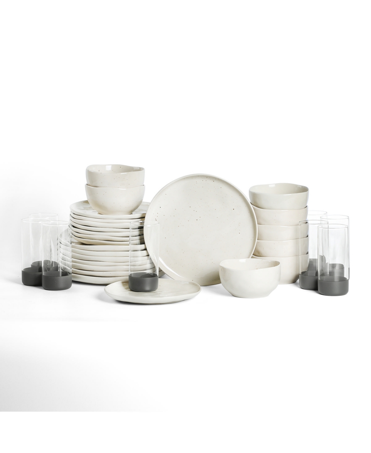 Mirella 32 Pc. Dinnerware & Glassware Set, Service for 8 - Beige