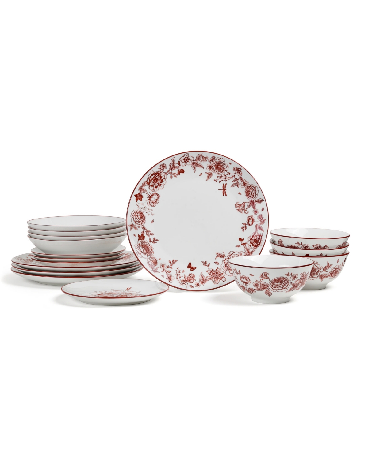 Esme 16 Pc. Dinnerware Set, Service for 4 - Green