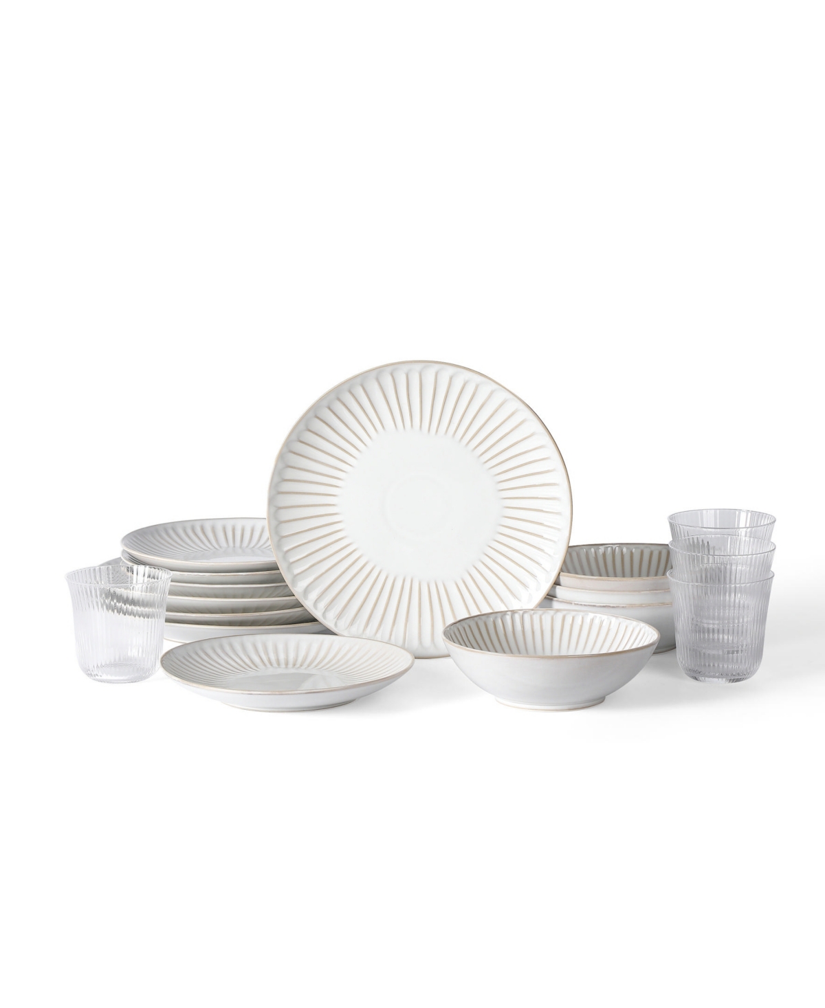 Linea 16 Pc. Dinnerware & Glassware Set, Service for 4 - White