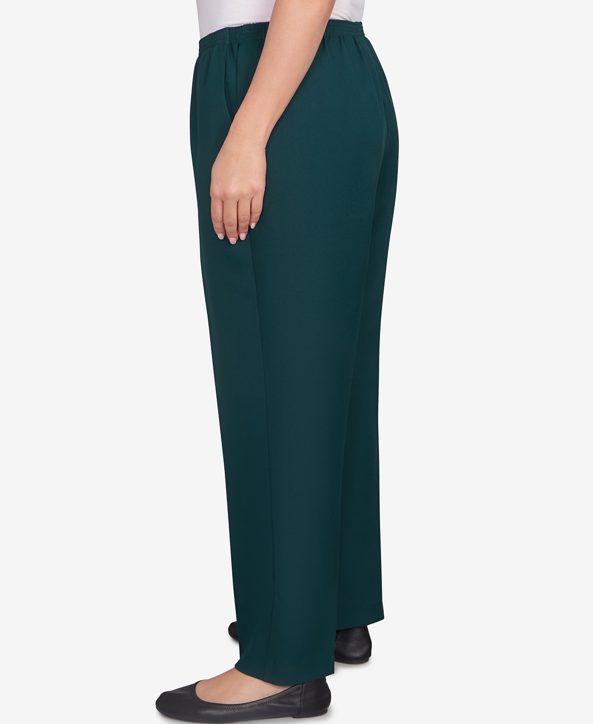 Alfred Dunner Plus Size Classic Poly Accord Medium Length Pants In Green