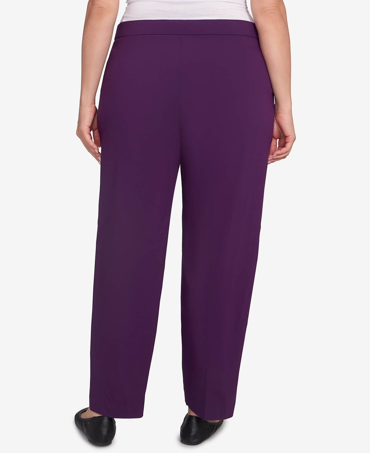 Alfred Dunner Plus Size Classic Allure Fitted Stretch Medium Length Pants In Purple