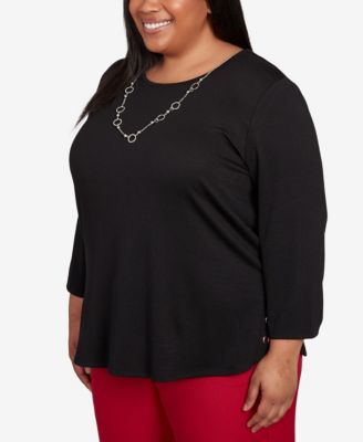 Plus Size Classic M&eacute;lange Side Button Top