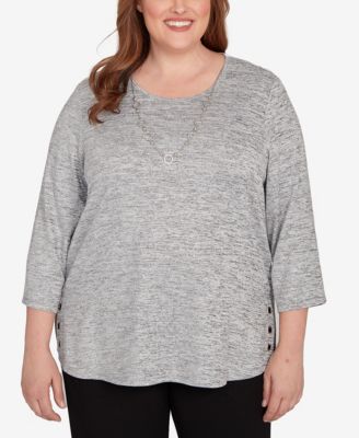 Plus Size Classic M&eacute;lange Side Button Top