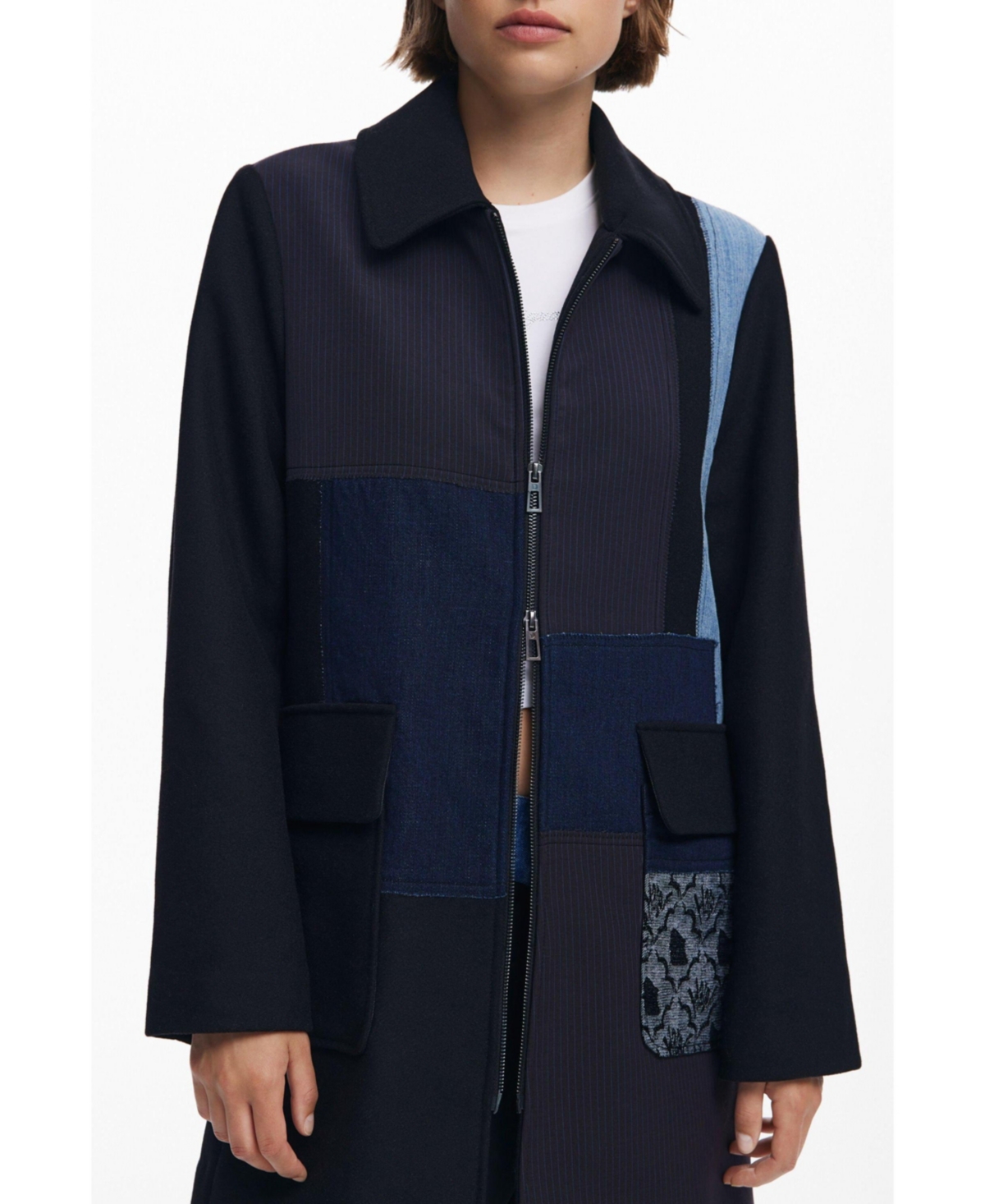 Desigual Women's Straight patchwork coat