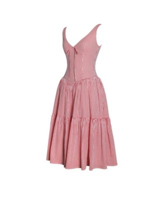 Women's Oceana Red Candy Stripe Drop Waist Midi Dress