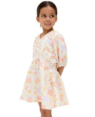 Little Girls Raffya Soipoi Ruched V-Neck Dress