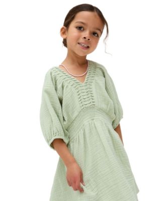 Little Girls Raffya Soipoi Ruched V-Neck Dress