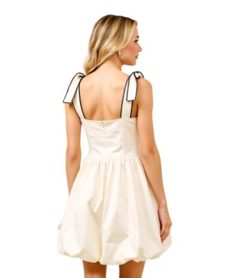 Women's Bow Strap Square Neckline Mini Dress