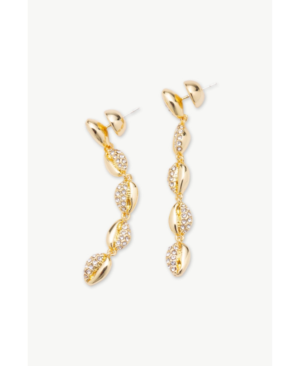 Lucia Cascade Pave Shell Drop Earrings - Gold