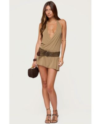 Women's Lukka Backless Halter Wrap Mini Dress