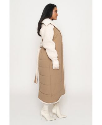 Women's Contrast Sherpa Coat