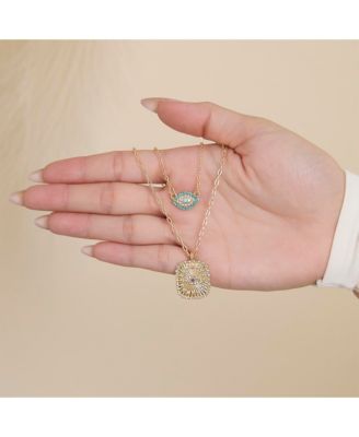 Gold-Tone Layered Evil Eye Pendant Necklace Set