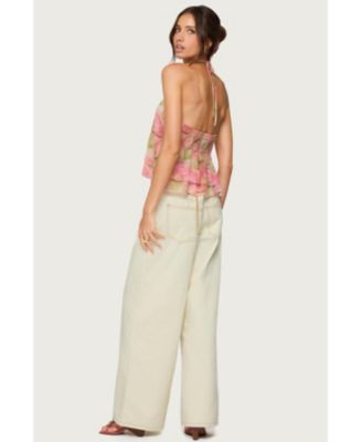 Women's Dragon Lily Layered Chiffon Halter Top