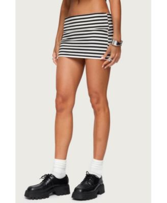 Womens Rylan Striped Fold Over Mini Skort