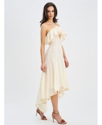 Women's Idra Lace Trim Sleeveless Crochet Midi Trailing Dress