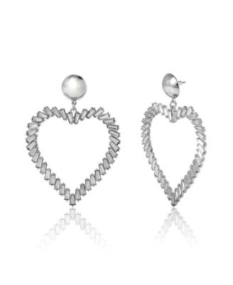 Silver-Tone Heart Hoop Earrings