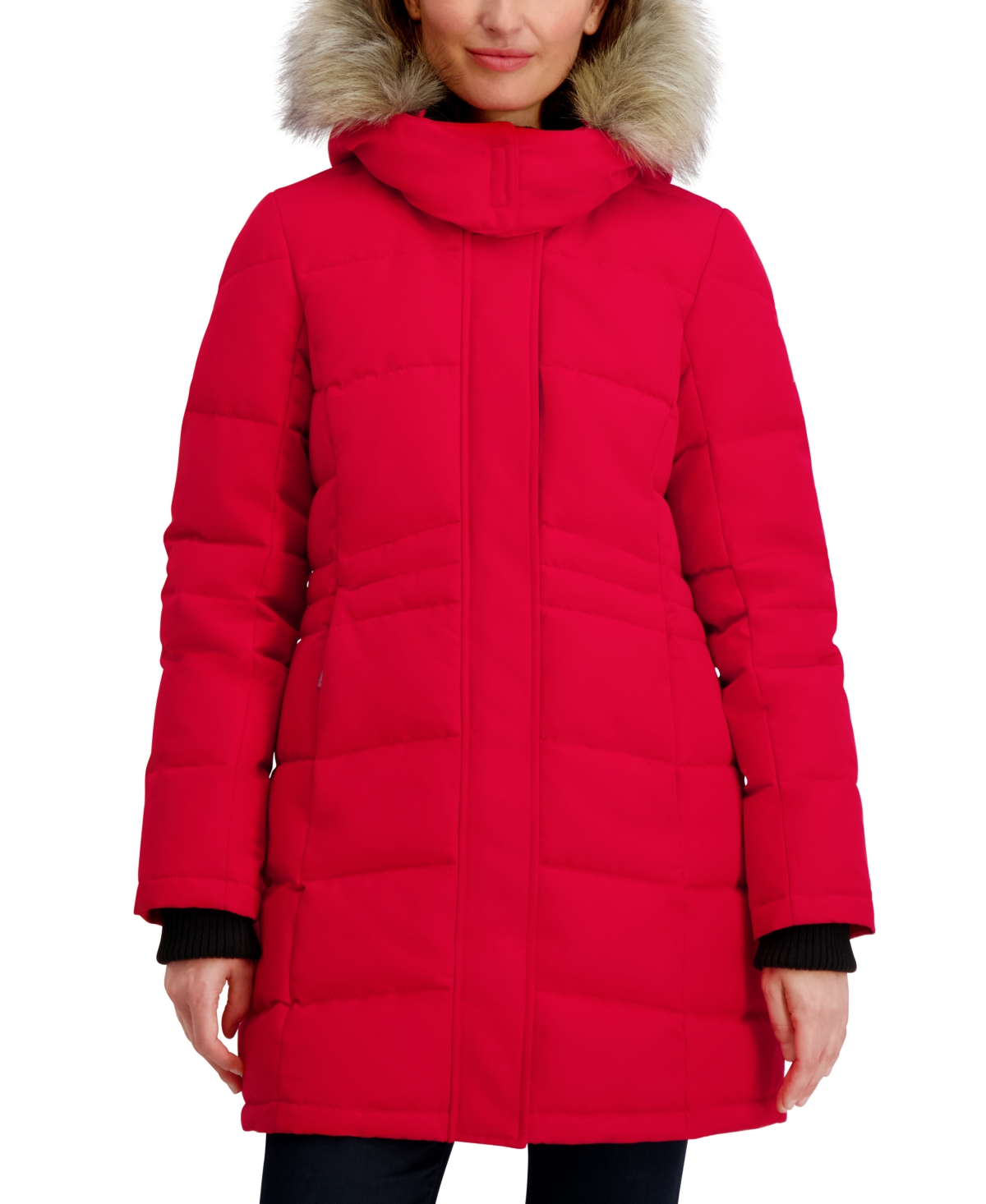 Nautica Women's Hooded Puffer Coat In Red