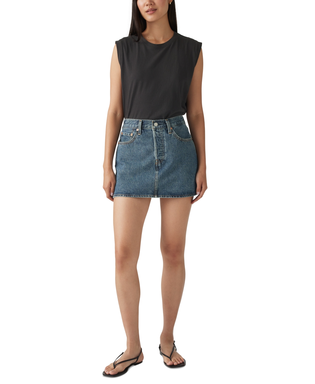 Women's Mid-Rise Icon Denim Skirt - Fractal Line