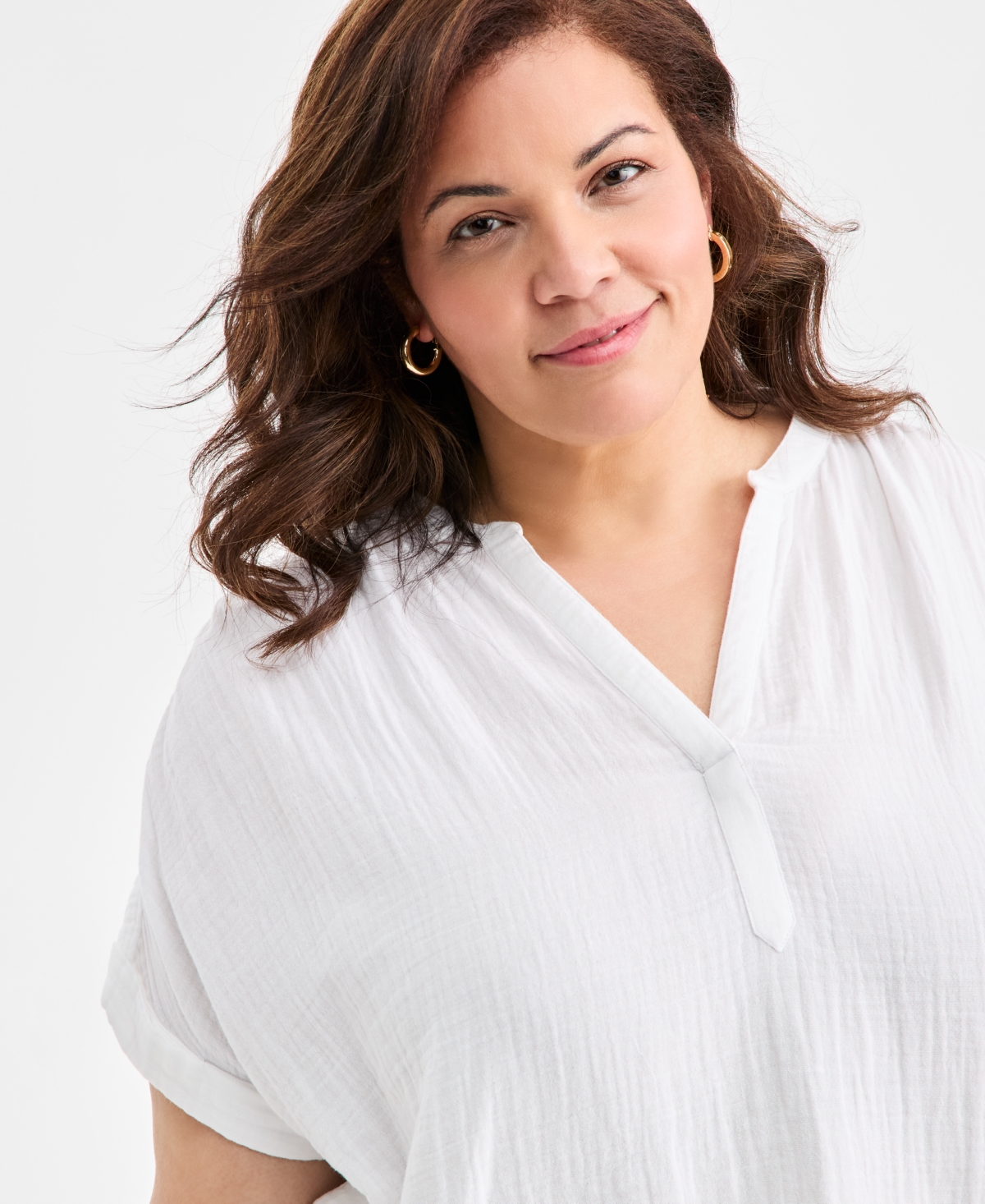 Style & Co Plus Cotton V-Neck Dolman-Sleeve Top, Macy's Exclusive