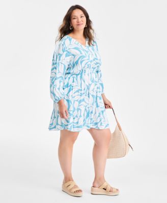 Plus Size Bubble-Sleeve Fit & Flare Dress, Macy's Exclusive