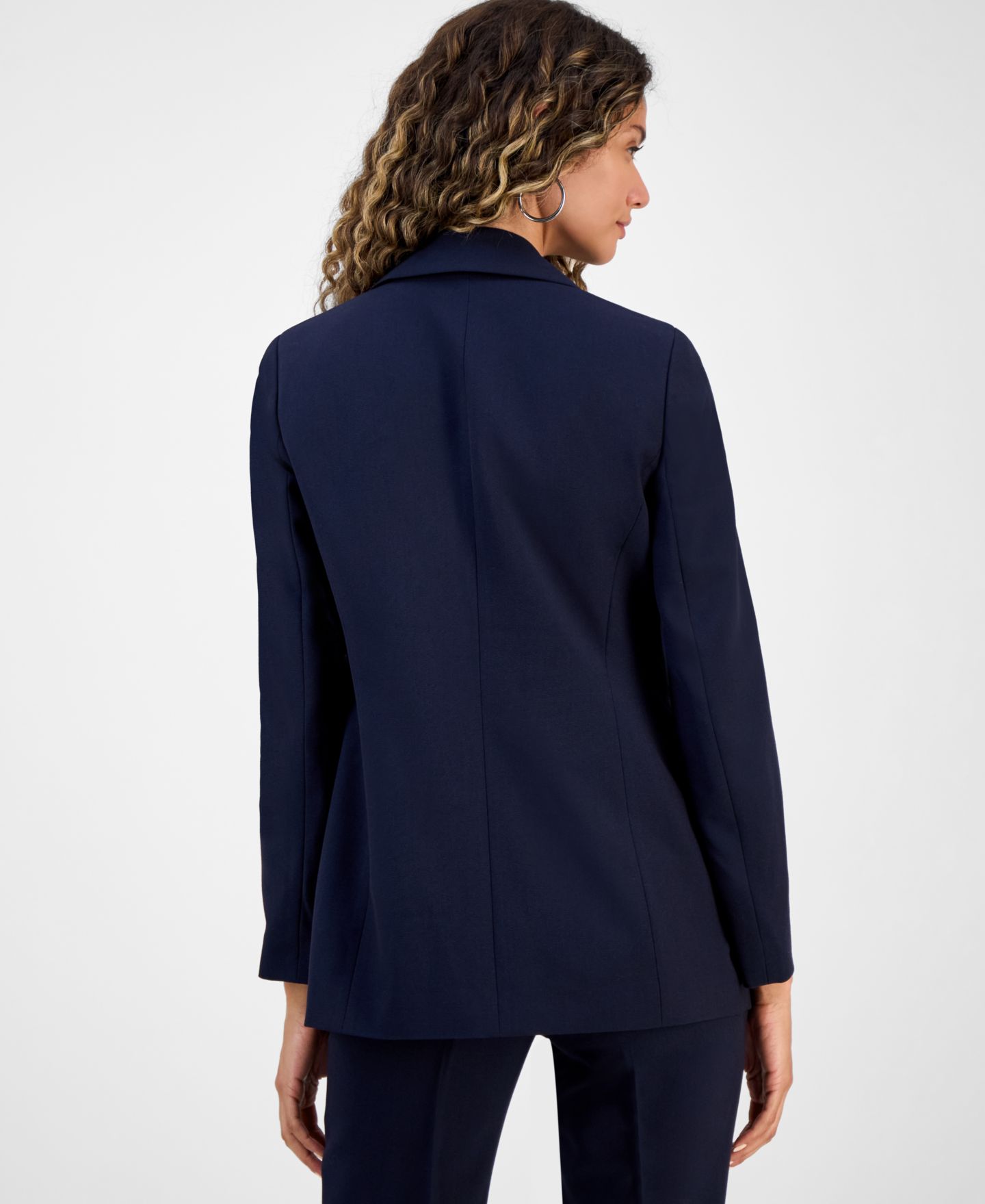 Женский пиджак Bar III Bi-Stretch Faux Double-Breasted Boyfriend Blazer, цвет: Тёмно-синий — фото 2