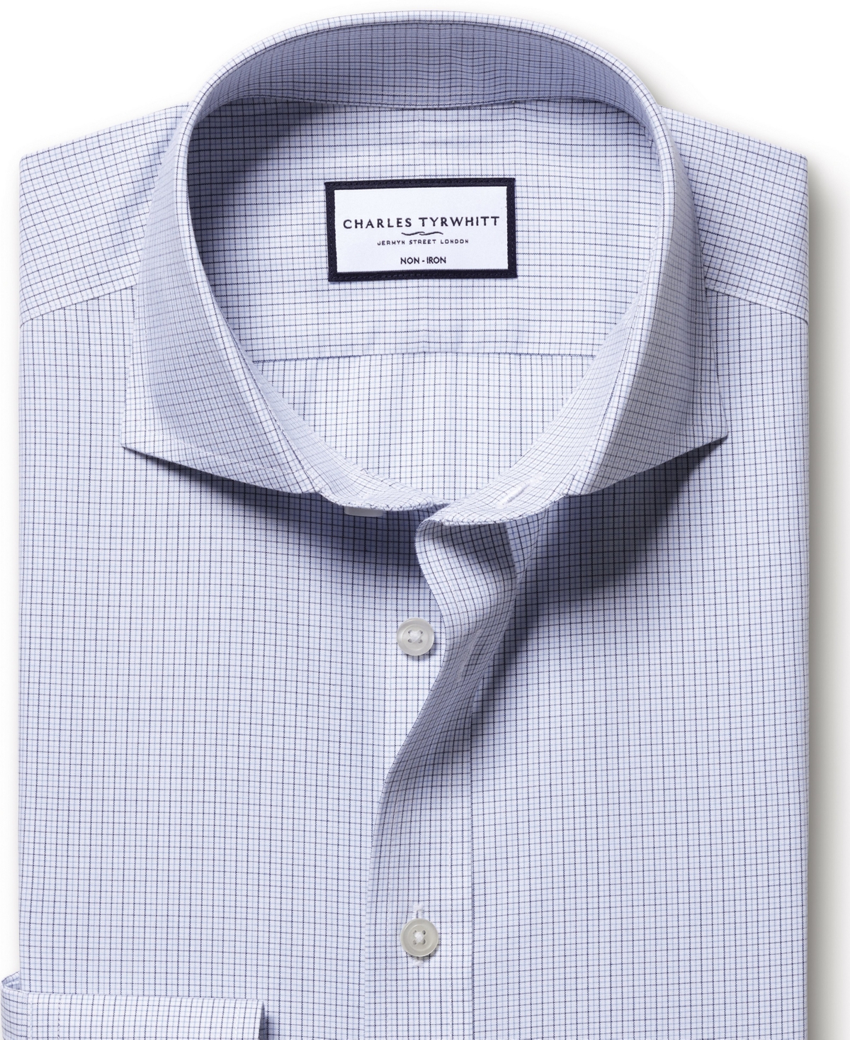 Charles Tyrwhitt Non-iron Poplin Check Shirt In Blue