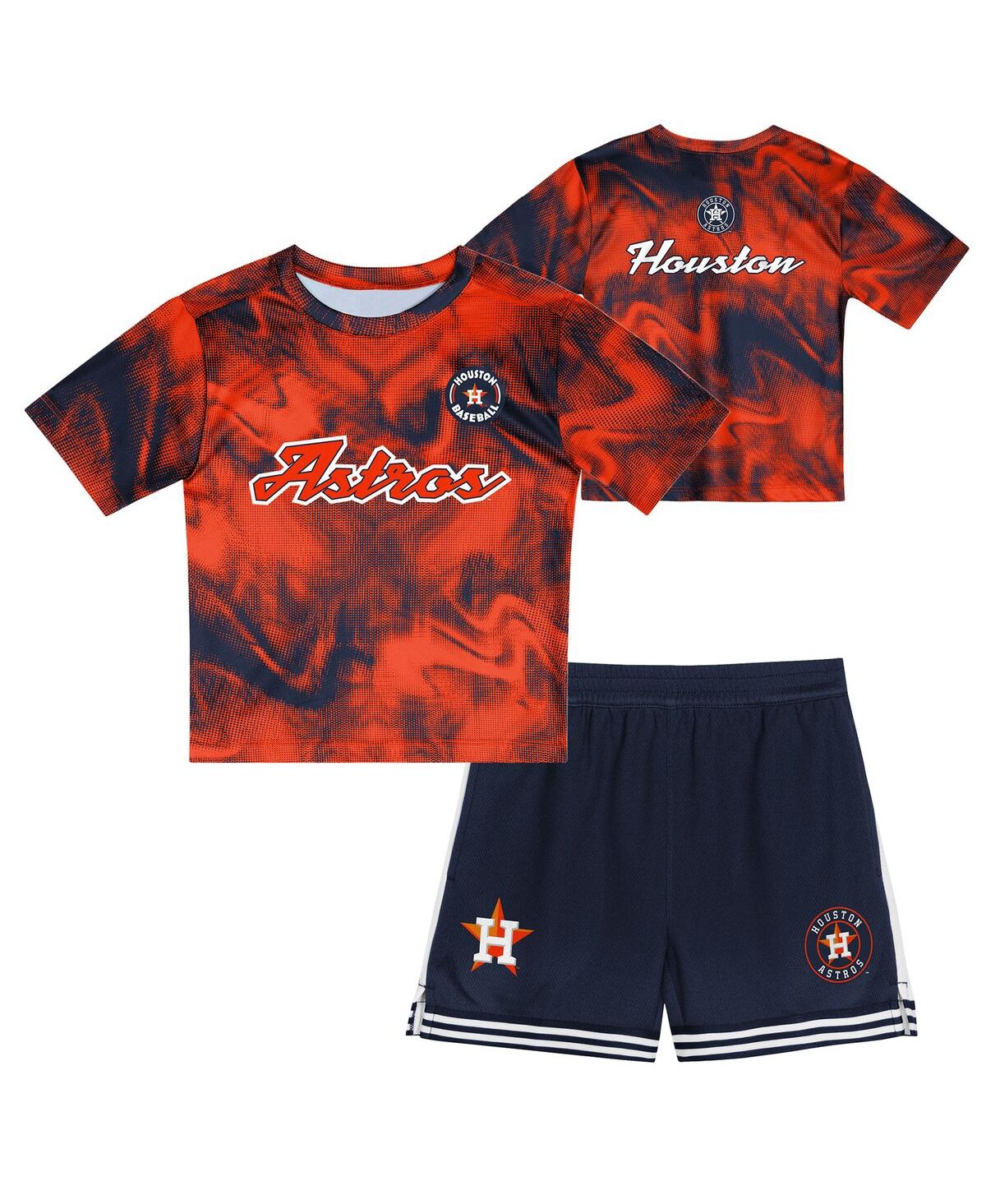 Outerstuff Toddler Orange/navy 2-piece Houston Astros Pinch Hitter Infielder T-shirt And Shorts Set In Red