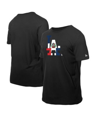 New Era - Men's Black Los Angeles Dodgers Dominican Republic Flag Logo T-Shirt