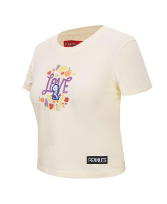 Women's Cream Peanuts Sweet Love Baby Doll Cropped T-Shirt