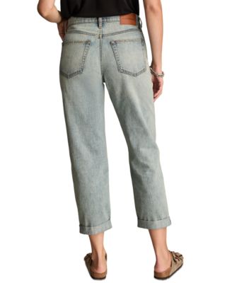 Women's Cotton Mid-Rise Tapered Boy Jeans 