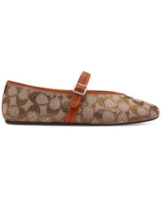 Women's Sculpted C Crystal Signature Jacquard Soft Mary Jane Flats