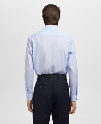 Men's Slim-Fit Micro-Print Twill Dress Shirt
