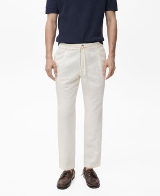 Men's Slim-Fit Drawstring Linen Pants