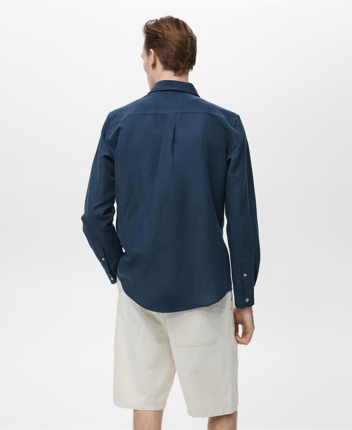 Mango Classic Fit Linen & Cotton Button-up Shirt In Blue