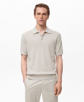 MANGO - Men's Ribbed Knit Polo Shirt