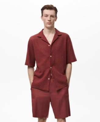MANGO - Men's Openwork Detail Cotton Shirt