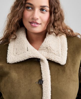 Trendy Plus Size Faux Suede Sherpa Jacket, Macy's Exclusive 