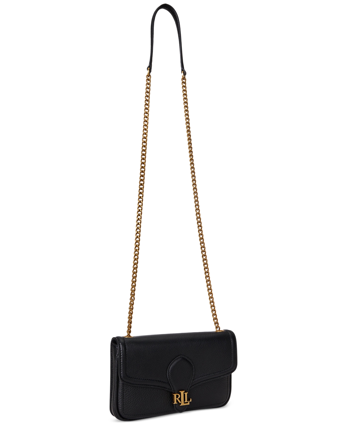 Ralph Lauren Pebbled Leather Bradley Crossbody Wallet In Black