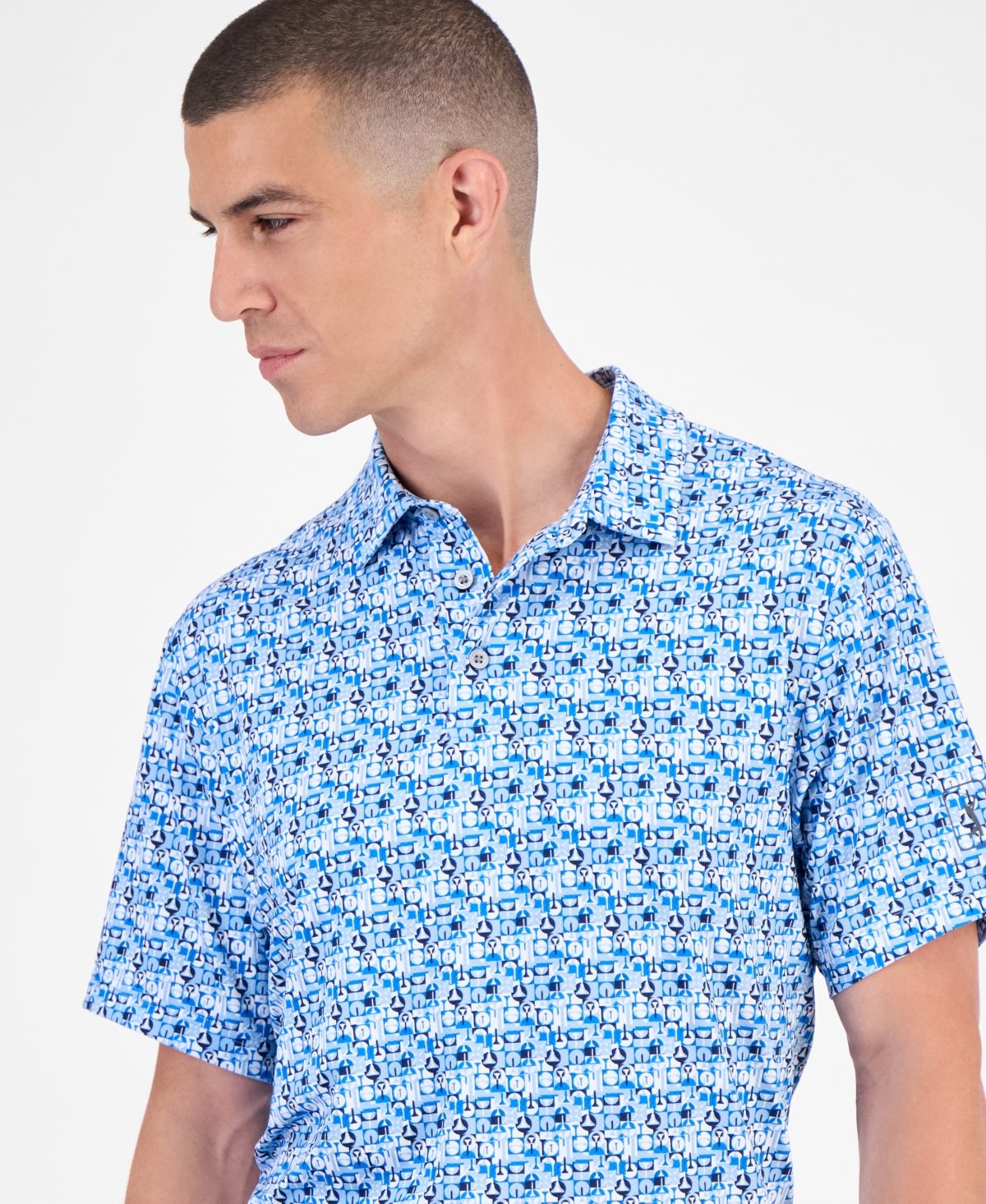 Pga Tour Men's All-over Geometric Polo Shirt In Multi