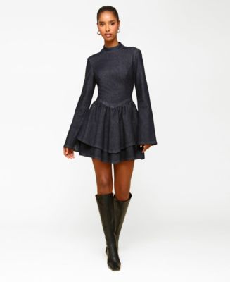 Avec Les Filles Long-Sleeve Fit & Flare Mini Dress - Macy's