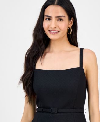 Women's Sleeveless Belted Pleated Skirt Dress