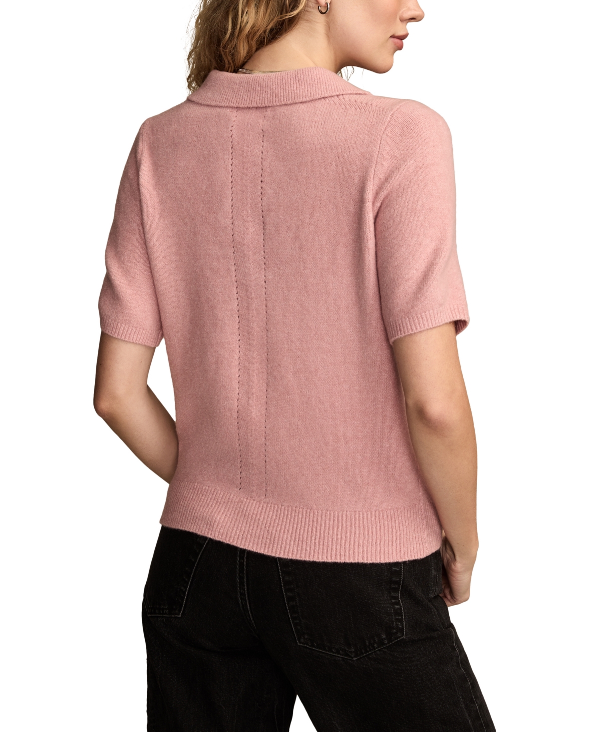 Lucky Brand Women's Cloud Soft Collared Sweater T-shirt In Pink