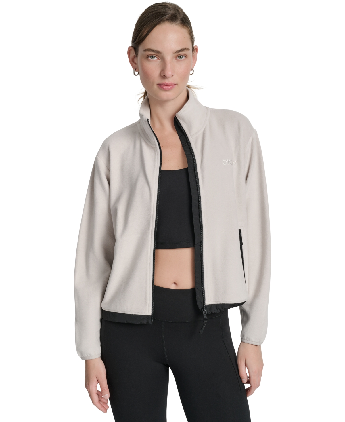 Dkny Sport Woman Sweatshirt Beige Size Xl Polyester, Elastane In White