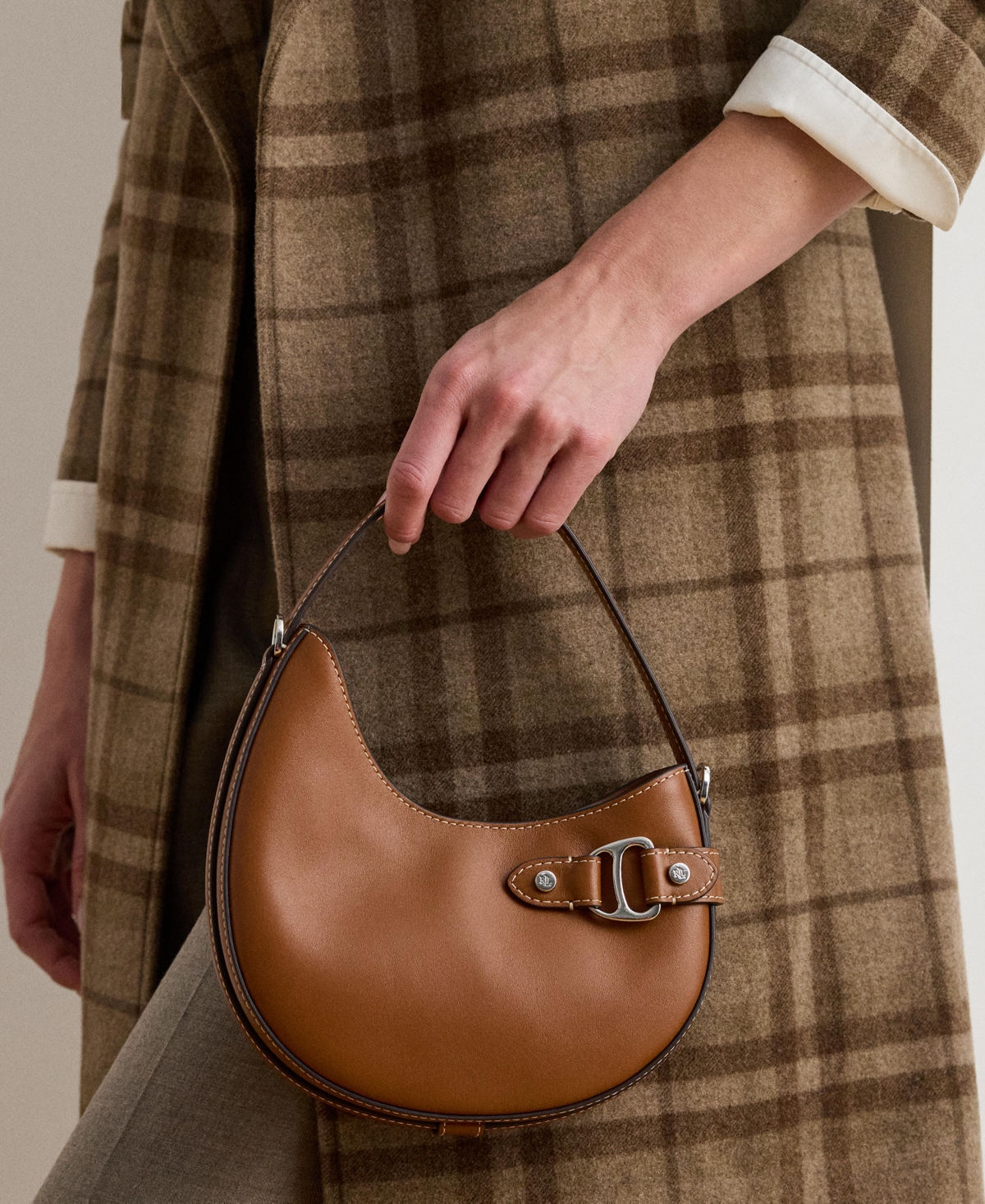 Ralph Lauren Leather Mini Tasha Crossbody Bag In Brown