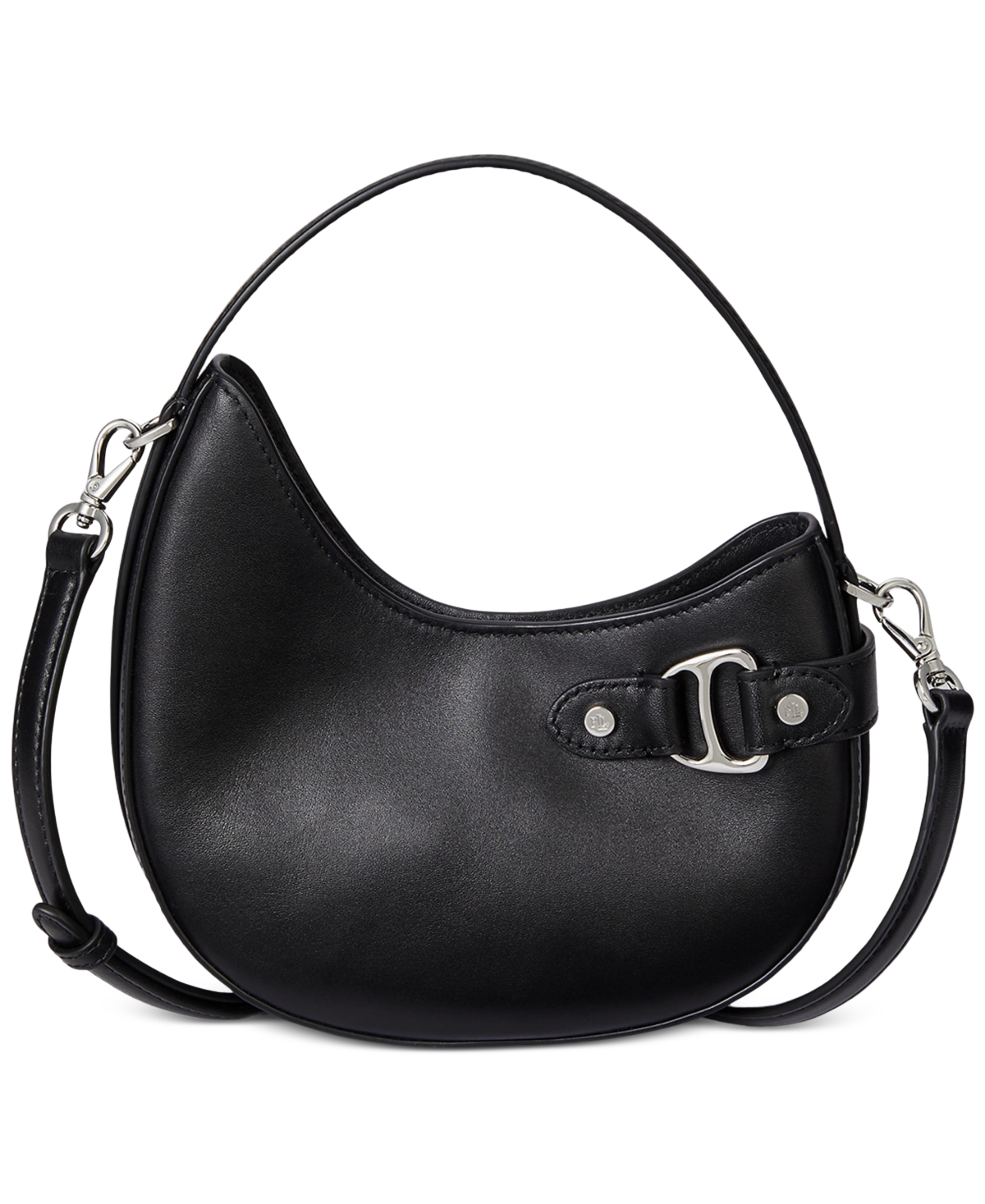 Ralph Lauren Leather Mini Tasha Crossbody Bag In Black