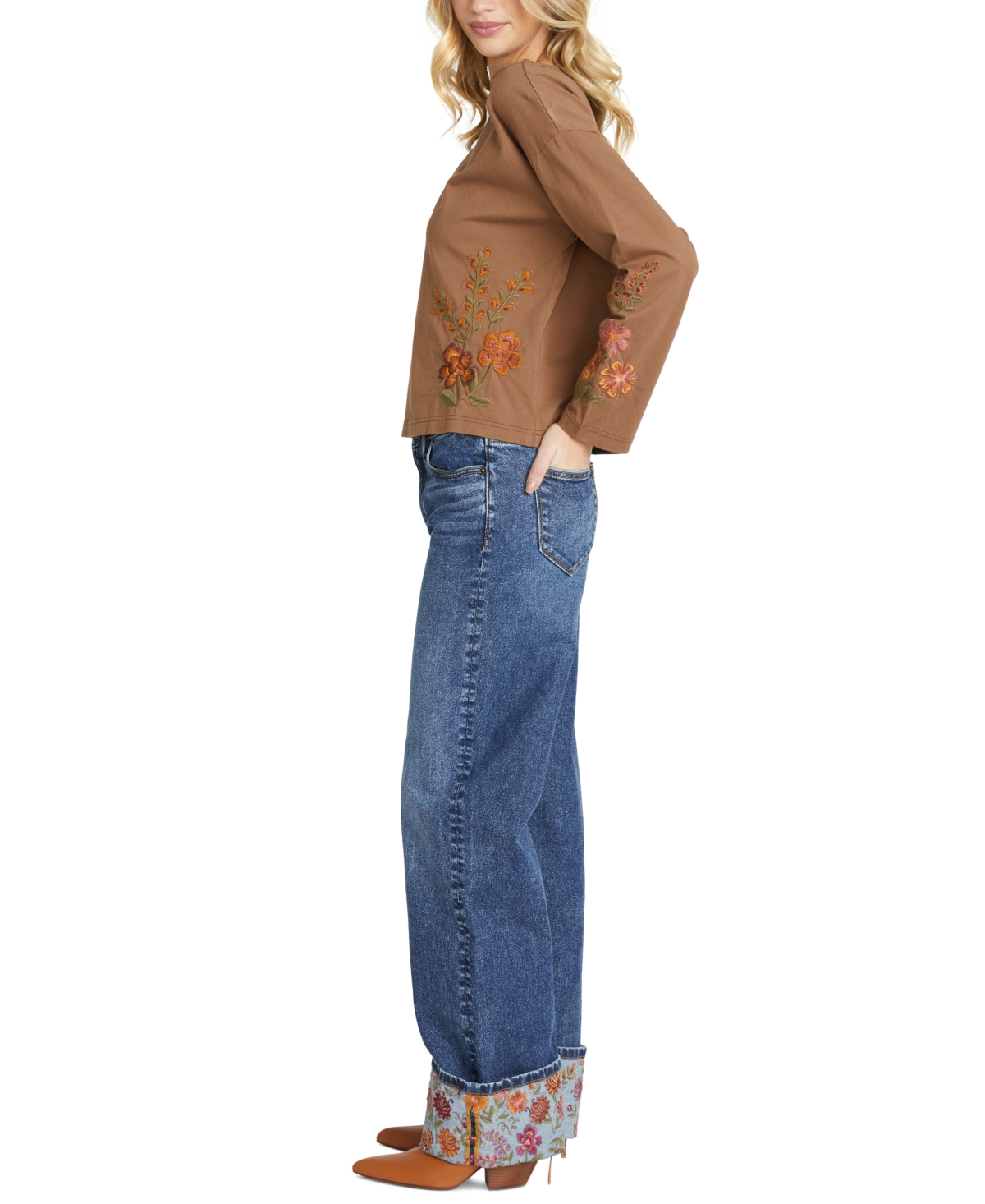 Driftwood Dritwood Women's Crewneck X Oshibana Embroidered Top In Brown