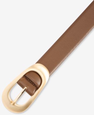 Faux-Leather Oval Buckle Belt